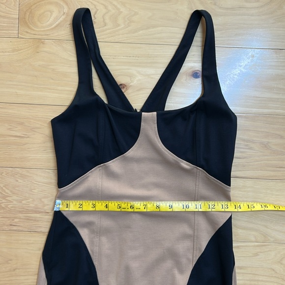Anthropologie Chic Black and Tan Bodycon Stretchy Maxi Dress | Size Small - Picture 4 of 9